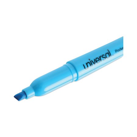 Universal Pocket Highlighters, Chisel Tip, Fluorescent Blue, PK12 UNV08854